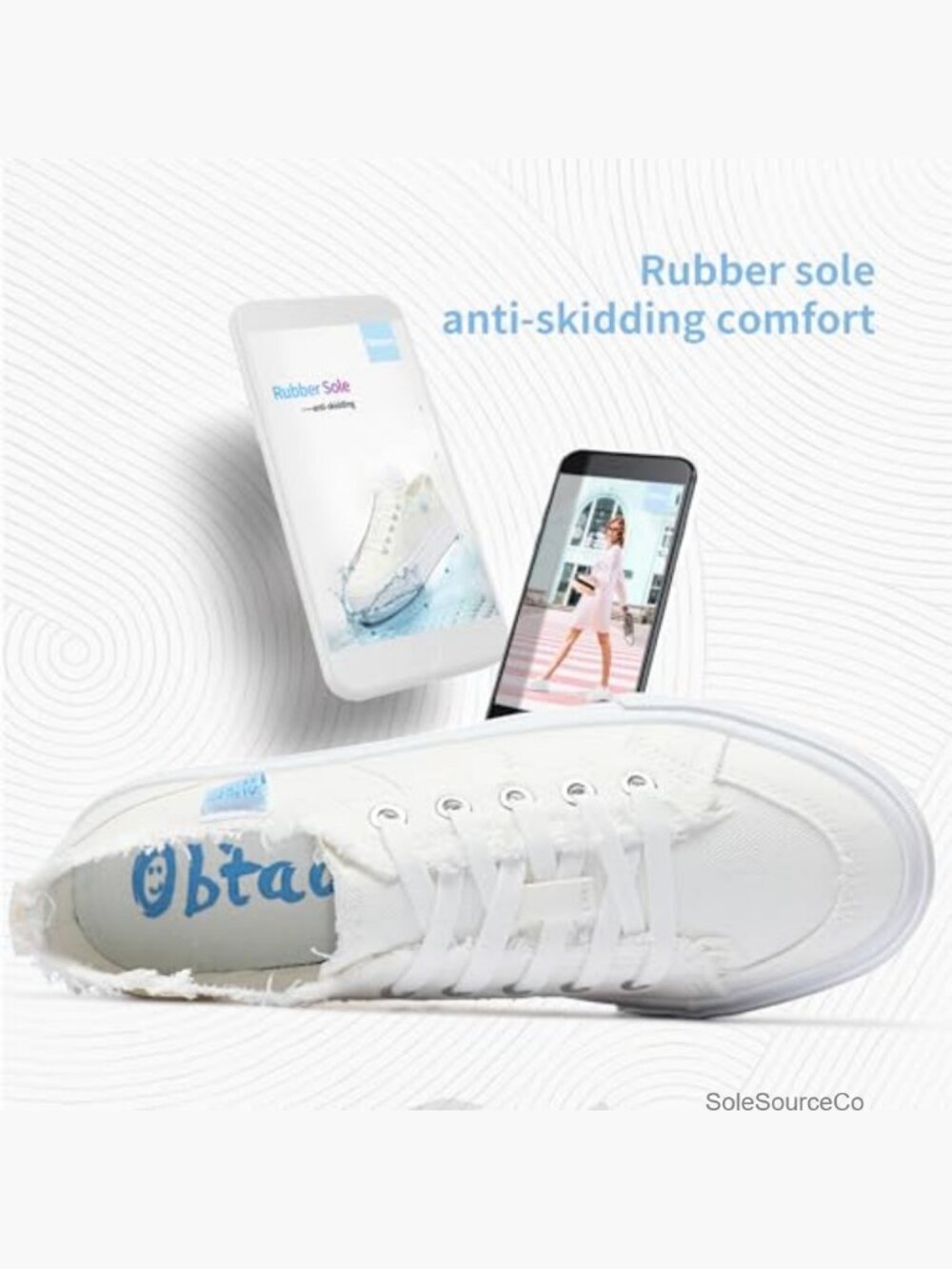 Canvas Platform Sneakers Women Low Top Lace Up Walking Shoes Casual White - Picture 5 of 7
